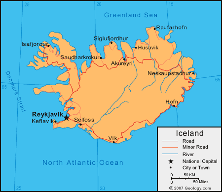 villes carte du islande